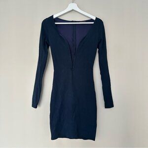 COCO & YVES Blue Plunging Neck Mini Dress